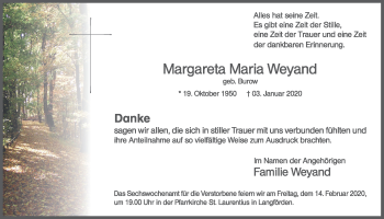 Anzeige von Margareta Maria Weyand von OM-Medien