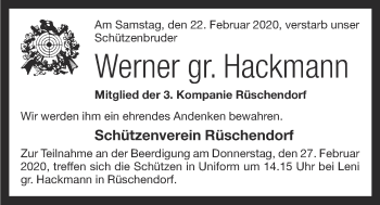 Anzeige von Werner gr. Hackmann von OM-Medien