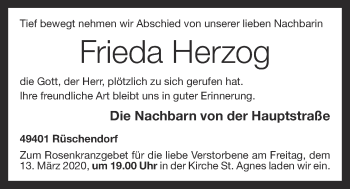 Anzeige von Frieda Herzog von OM-Medien