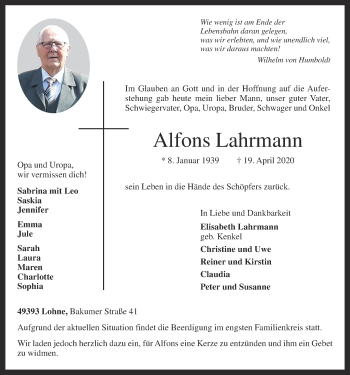 Anzeige von Alfons Lahrmann von OM-Medien