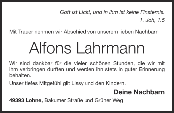 Anzeige von Alfons Lahrmann von OM-Medien