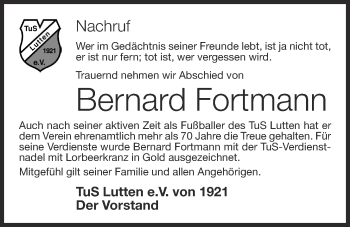 Anzeige von Bernard Fortmann von OM-Medien