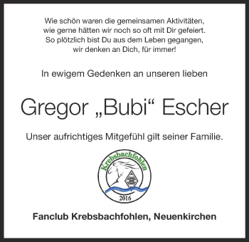 Anzeige von Gregor Escher von OM-Medien