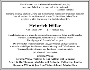 Anzeige von Heinrich Wilke von OM-Medien