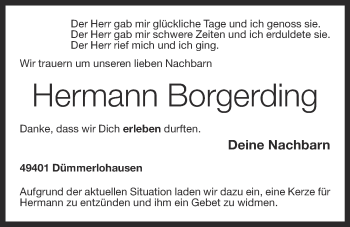 Anzeige von Hermann Borgerding von OM-Medien