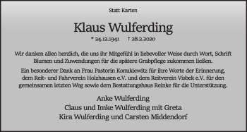 Anzeige von Klaus Wulferding von OM-Medien