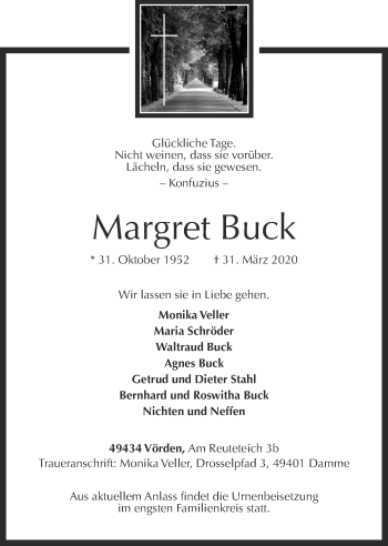 Anzeige von Margret Buck von OM-Medien