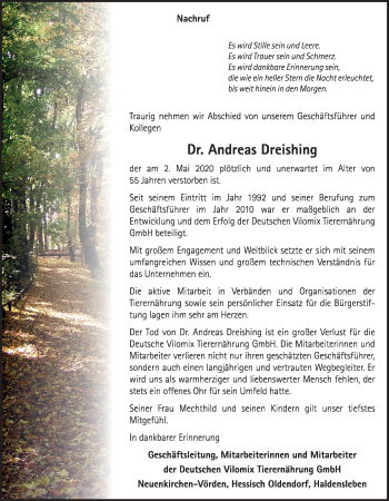 Anzeige von Andreas Dreishing von OM-Medien