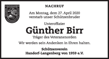 Anzeige von Günther Birr von OM-Medien