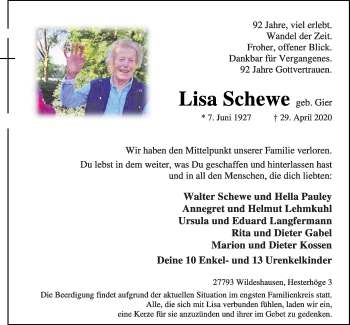 Anzeige von Lisa Schewe von OM-Medien