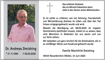 Anzeige von Andreas Dreishing von OM-Medien