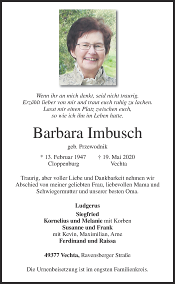 Anzeige von Barbara Imbusch von OM-Medien