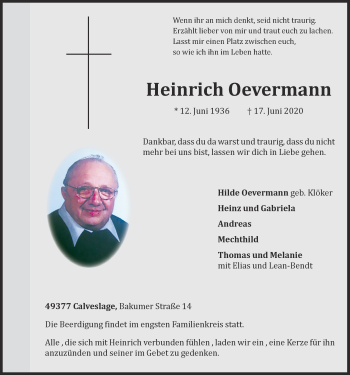 Anzeige von Heinrich Oevermann von OM-Medien