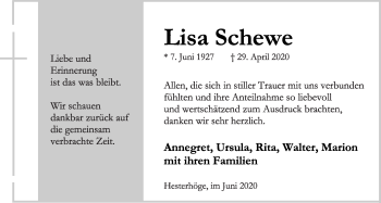 Anzeige von Lisa Schewe von OM-Medien