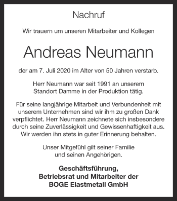 Anzeige von Andreas Neumann von OM-Medien