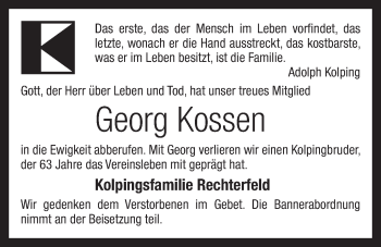 Anzeige von Georg Kossen von OM-Medien