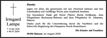 Anzeige von Irmgard Lampe von OM-Medien