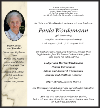 Anzeige von Paula Wördemann von OM-Medien