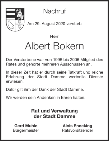 Anzeige von Albert Bokern von OM-Medien