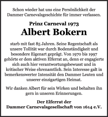 Anzeige von Albert Bokern von OM-Medien