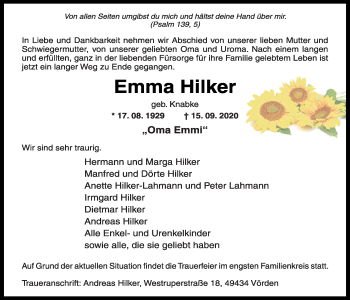 Anzeige von Emma Hilker von OM-Medien