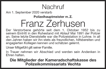 Anzeige von Franz Zerhusen von OM-Medien