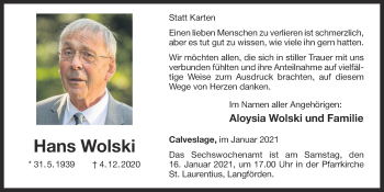 Anzeige von Hans Wolski von OM-Medien