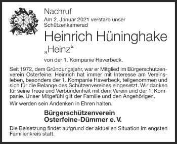 Anzeige von Heinrich Hüninghake von OM-Medien