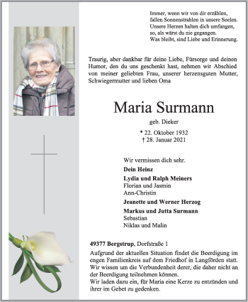 Anzeige von Maria Surmann von OM-Medien