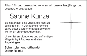 Anzeige von Sabine Kunze von OM-Medien