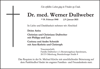 Anzeige von Werner Dullweber von OM-Medien