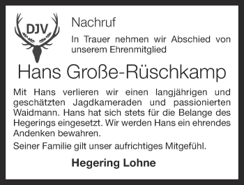 Anzeige von Hans Große-Rüschkamp von OM-Medien