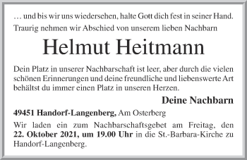 Anzeige von Helmut Heitmann von OM-Medien