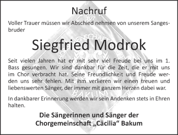 Anzeige von Siegfried Modrok von OM-Medien