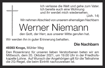 Anzeige von Werner Niemann von OM-Medien