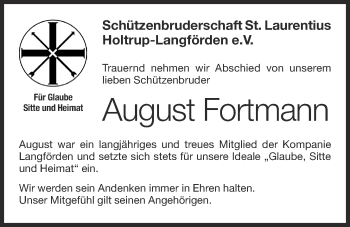 Anzeige von August Fortmann von OM-Medien