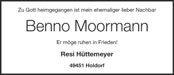 Anzeige von Benno Moormann von OM-Medien