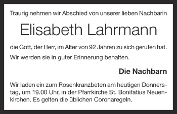 Anzeige von Elisabeth Lahrmann von OM-Medien