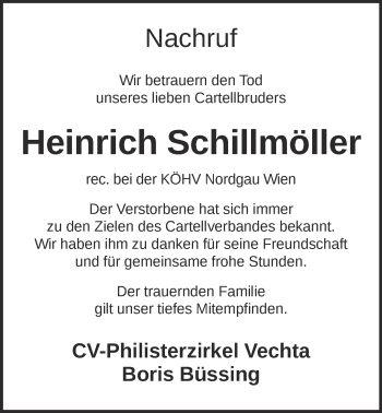 Anzeige von Heinrich Schillmöller von OM-Medien