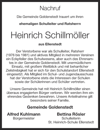 Anzeige von Heinrich Schillmöller von OM-Medien