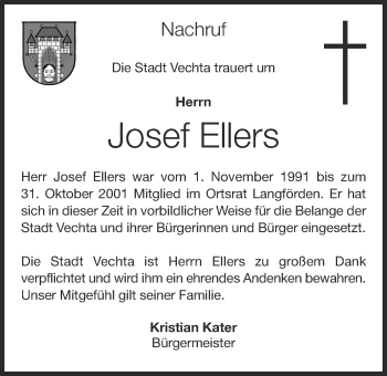 Anzeige von Josef Ellers von OM-Medien