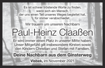 Anzeige von Paul-Heinz Claaßen von OM-Medien