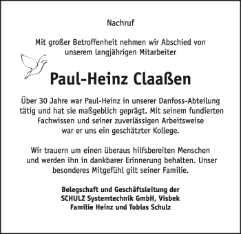 Anzeige von Paul-Heinz Claaßen von OM-Medien