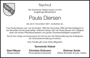 Anzeige von Paula Diersen von OM-Medien