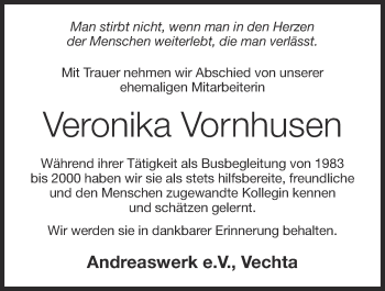 Anzeige von Veronika Vornhusen von OM-Medien