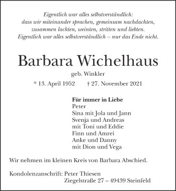 Anzeige von Barbara Wichelhaus von OM-Medien