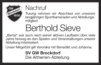 Anzeige von Berthold Sieve von OM-Medien