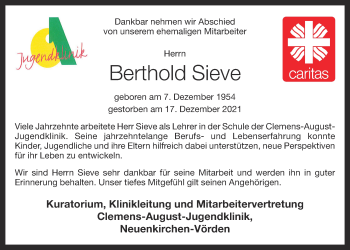 Anzeige von Berthold Sieve von OM-Medien