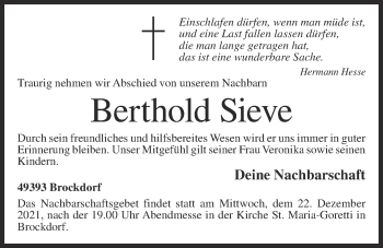 Anzeige von Berthold Sieve von OM-Medien