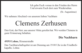 Anzeige von Clemens Zerhusen von OM-Medien